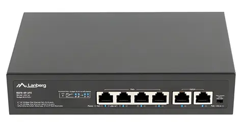 Lanberg RSFE-4P-2FE-60 / Switch / 6-port / 100 Mbps / 4x PoE+ / 60 W / 10"/19"