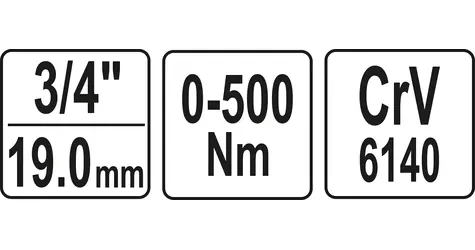 YATO / Momentový klíč 3/4" / 0-500 Nm / výchylný / délka 540 mm