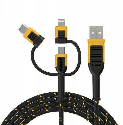 DeWalt DXMA131-1356-DWG černá / Datový kabel / USB-A (M) - USB-C (M) + Micro USB (M) + Lightning (M) / 1.8 m