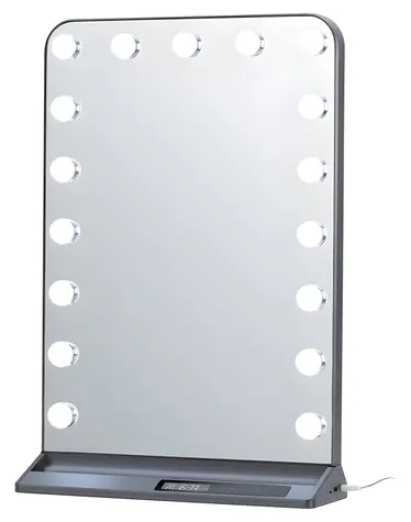 Immax Hollywood Make-up šedá / LED zrcadlo / CCT / LCD display / USB-C / USB-A