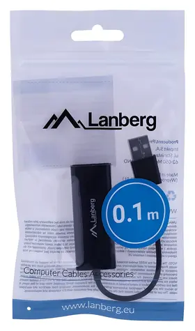 Lanberg NC-0100-01 černá / Síťový adaptér / USB-A / RJ-45 / 10 Gbit/s