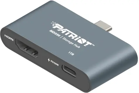 Patriot PMD256GH013 / USB-C hub s úložištěm / 256 GB / HDMI / USB-C PD / USB 3.2 Gen 1