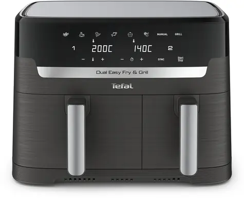 Tefal Dual Easy Fry & Grill EY905B šedá / Horkovzdušná fritéza / 2700 W / 8,3 l / 8 programů