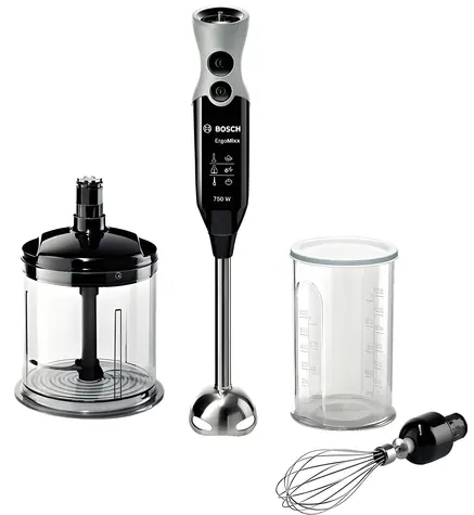 BOSCH MSM67160 černo-šedá / Tyčový mixér / 750W / 12 rychlostí + turbo / šlehací metla / sekáček