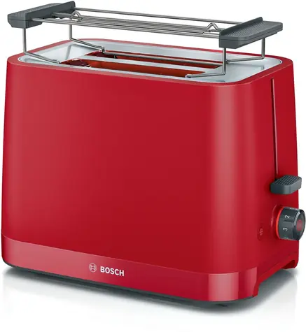 BOSCH TAT3M124 červená / Topinkovač / 950 W / 2 topinky / rozmrazování / zásuvka na drobky