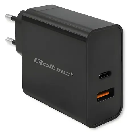 Qoltec 52381 Super Quick PD černá / Nabíječka / 90W / 5-20V / USB-C PD 3.0 / USB-A