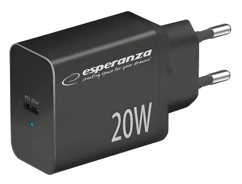 Esperanza EZC104K černá / Nabíjecí adaptér / 20 W / USB-C / Power Delivery