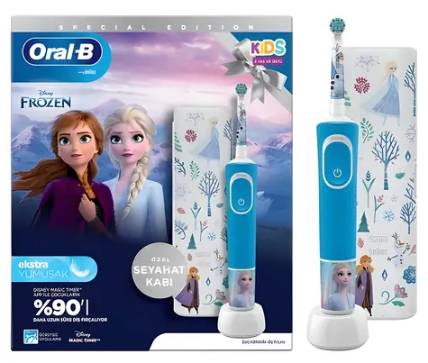 Oral-B Vitality Pro D103 Kids Frozen světle modrá / Elektrický dětský zubní kartáček / Oscilační / 2 režimy / časovač