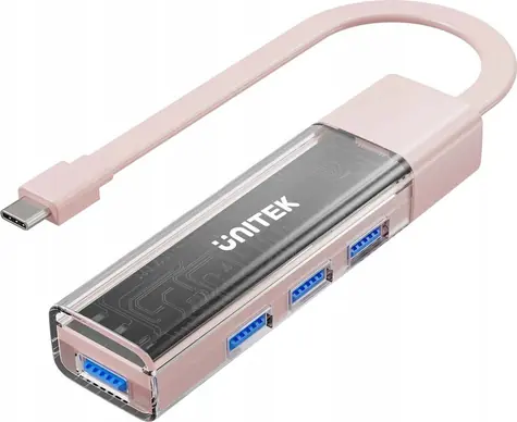 Unitek růžová / USB hub / USB-C + USB-A / 5 Gbps / obousměrný