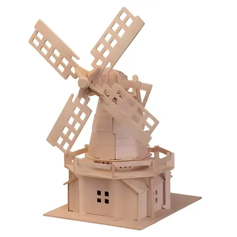 WOODCRAFT Dřevěné 3D puzzle Větrný mlýn přírodní / od 6 let / Obtížnost: jednoduchá
