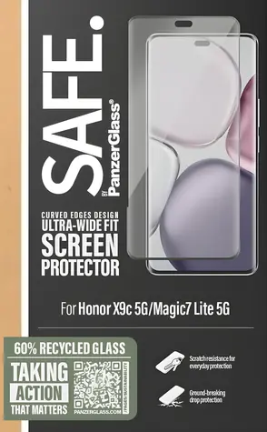PanzerGlass SAFE UWF pro Honor X9c 5G/Magic7 Lite 5G černá / Tvrzené sklo / Plně nalepovací / tloušťka 0,4 mm