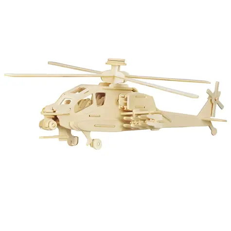 WOODCRAFT Dřevěné 3D puzzle vrtulník Apache / od 6 let / Obtížnost: střední