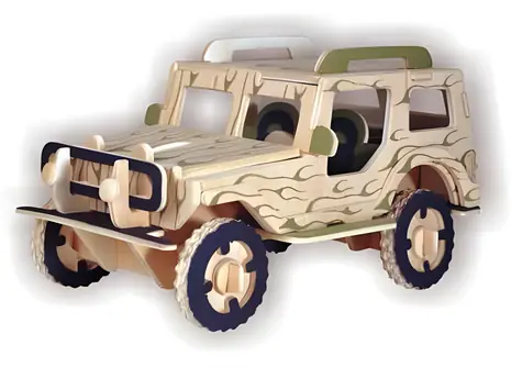 WOODCRAFT Dřevěné 3D puzzle Jeep / od 8 let / Obtížnost: nízká