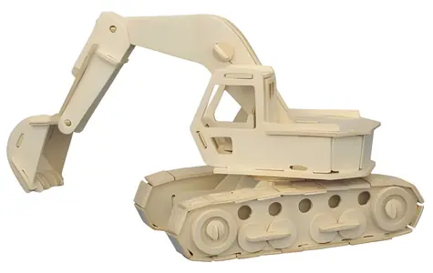 WOODCRAFT Dřevěné 3D puzzle Bagr / 118 dílků / od 6 let / Obtížnost: jednoduchá
