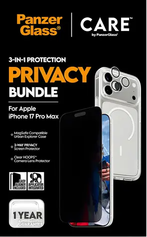 PanzerGlass Bundle 3v1 Privacy iPhone 17 Pro Max / Ochranná sada / Privacy ochrana displeje / Temperované sklo