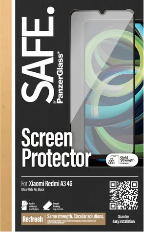 PanzerGlass SAFE pro Xiaomi Redmi A3 černá / Tvrzené sklo / UWF
