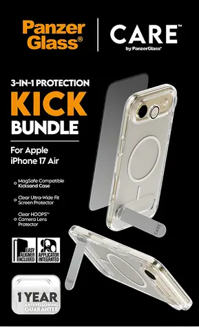 PanzerGlass Bundle Kick 3v1 pro iPhone 17 Air / Ochranná sada / Temperované sklo + PET + silikon