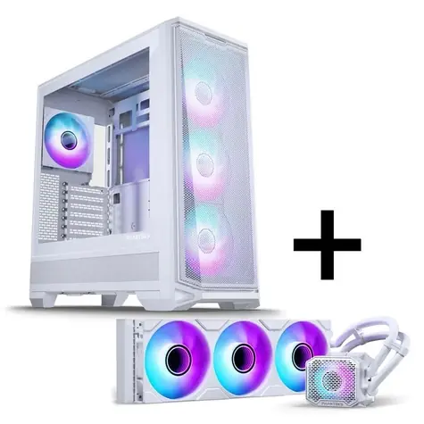 PHANTEKS Eclipse G400A + Glacier M25 Gen2 bílá / Sada: PC skříň + AiO vodní chladič CPU / Mid Tower / průhledná bočnice