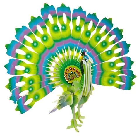 WOODCRAFT Dřevěné 3D puzzle Páv barevný / od 5 let / Obtížnost: nízká
