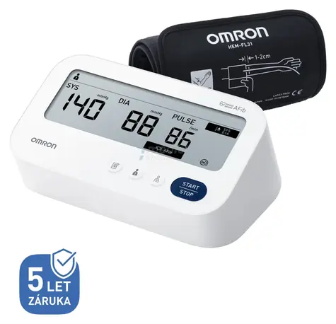 OMRON M3 Comfort AFib bílá / Digitální tonometr / detekce AFib / měření na paži