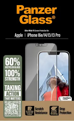 PanzerGlass UWF černá / Tvrzené sklo / Apple iPhone 17e / 16e / 14 / 13 / 13 Pro