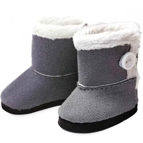 PETITCOLLIN Zimní boty šedé / pro panenky 28 cm / od 3 let
