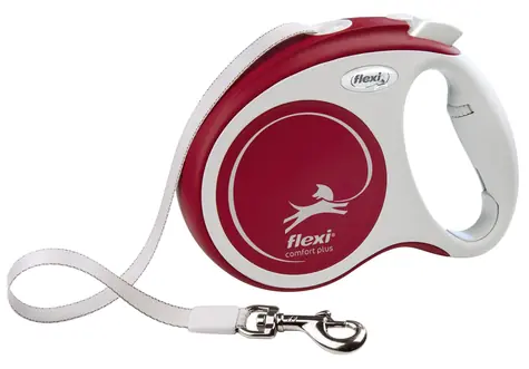 FLEXI Vodítko Comfort Plus M červené / Pásek 5 m / Samonavíjecí / Pro psy do 25 kg