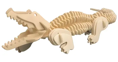 WOODCRAFT Dřevěné 3D puzzle Krokodýl / 94 dílků / od 6 let / Obtížnost: jednoduchá