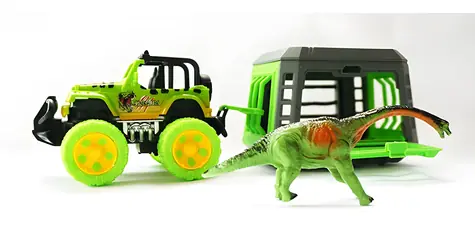 MAC TOYS Auto Jeep s přívěsem a dinosaurem / plast