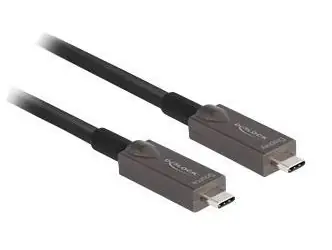 DeLock Aktivní optický kabel USB-C na USB-C 10 m / USB 3.2 Gen 2 / DisplayPort 1.4 / 20V 3A