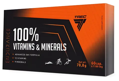 Trec Nutrition Endurance 100% Vitamins & Minerals / Multivitamín / 60 kapslí / pro sportovce / denní a noční kapsle