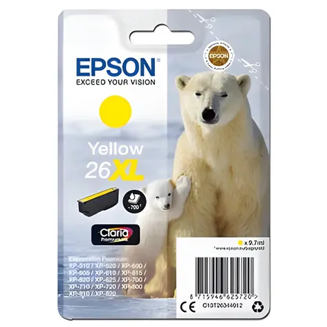 Epson 26XL žlutá / Inkoustová cartridge / originální / Expression Premium XP-510/520/600/605/610 / 8,7 ml
