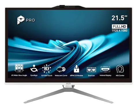 MSI PRO AP222T 14MA-669EU bílá / All-in-one počítač / 21,5" FHD T / Intel Pentium G7400 / 8GB / 128GB SSD / Intel UHD