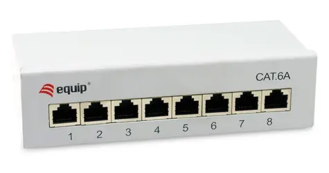Equip 326521 světle šedá / Patch panel / Cat6a / 8 portů / 10 Gbit/s / stíněný