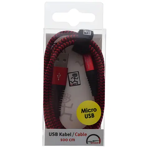 2GO USB-A - Micro-USB 1 m červená / Datový a nabíjecí kabel / Nylon