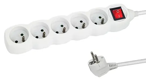 Esperanza ELK215W bílá / Prodlužovací přívod / 230 V / 3 m / 5 zásuvek / vypínač