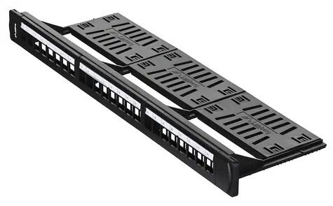 Lanberg PPKS-1124-B černý / Patch panel / 24 portů / RJ-45 / 1U / 19"