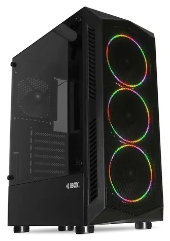 iBox LUPUS 27 černá / Skříň PC / Midi Tower / ATX, micro ATX / tvrzené sklo / RGB