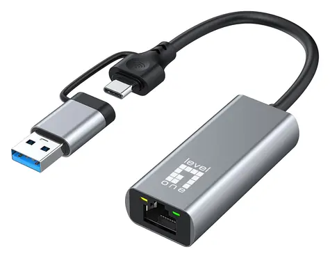 LevelOne USB-0423 / Síťový adaptér / USB-C, USB-A / RJ45 / 2,5 Gbps