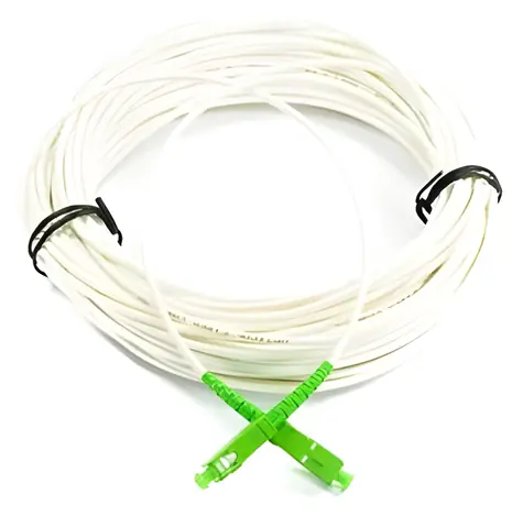 OEM SC-APC bílý 20m / Optický patch kabel / Simplex 9/125 SM / Armovaný LSZH 3mm