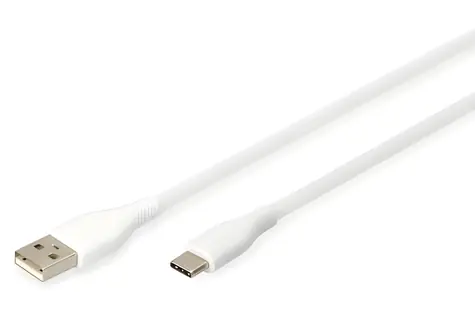 Digitus bílá / USB kabel / USB-C (M) - USB-A (M) / silikonový / 1 m / PD 60W