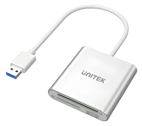 Unitek Y-9313 stříbrná / Čtečka paměťových karet / USB 3.2 Gen 1 / CF, SD, microSD