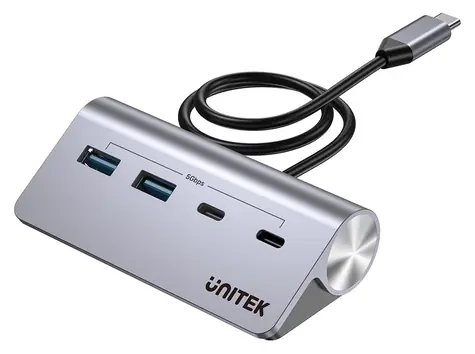 Unitek H1337AGY01 šedá / USB hub / USB-C / 2× USB-A + 2× USB-C / 5000 Mbit/s / hliníkový