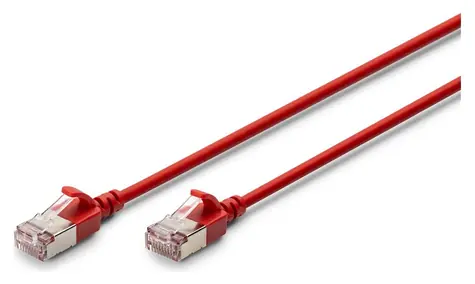 Digitus Slim červená / Patch kabel / Cat 6A / F/FTP / 0,3 m / 500 MHz / PoE+