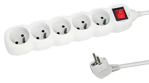 Esperanza ELK214W bílá / Prodlužovací přívod 230V / 1.5m / 5 zásuvek / vypínač