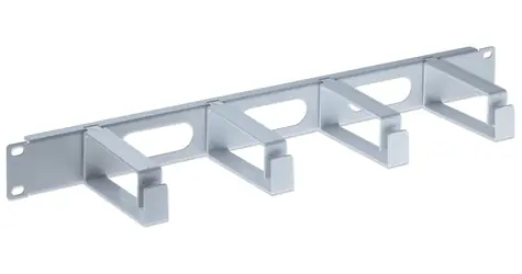 Intellinet 19" panel pro správu kabelů šedá / Organizér kabelů / 1U / 4 plastová oka