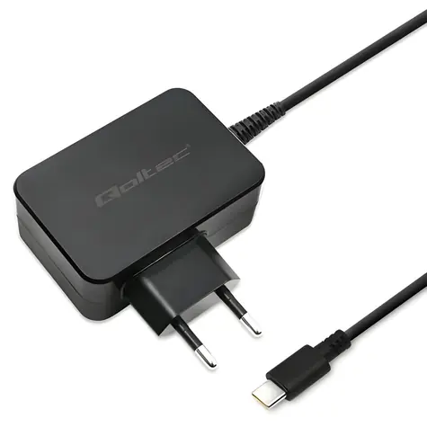 Qoltec 51024 černá / Nabíječka / 65W / USB-C / PD / 5-20V / kabel 1,2m