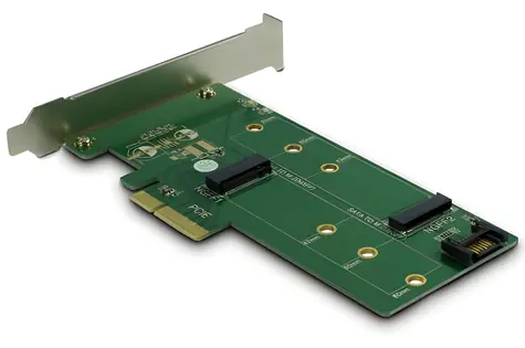 Inter-Tech KT015 / PCIe adaptér / M.2 NVMe + M.2 SATA / PCIe 3.0 x4 / 6 Gbit/s