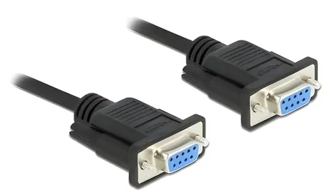 DeLock RS-232 Sub-D9 / Sériový kabel / null modem / samice-samice / 2 m / černá