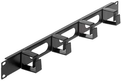 Intellinet černá / Panel pro správu kabelů / 19" / 1U / 4 plastové kroužky